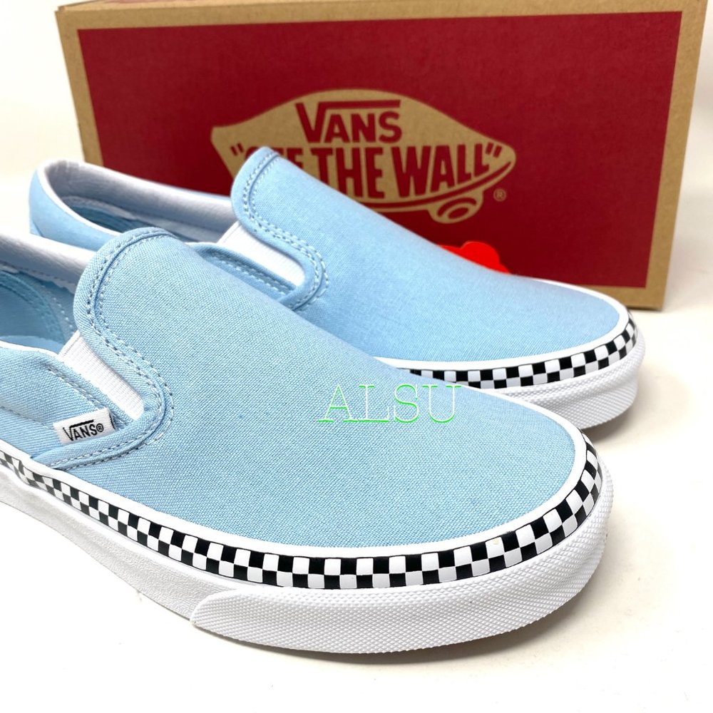 VANS Classic Slip-On Check Foxing Blue Women’s - Picture 8 of 10